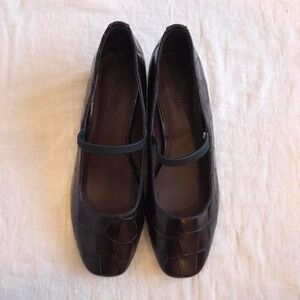 Madewell The Greta Pump - Coffee Bean Croc - Size 7/ NX094